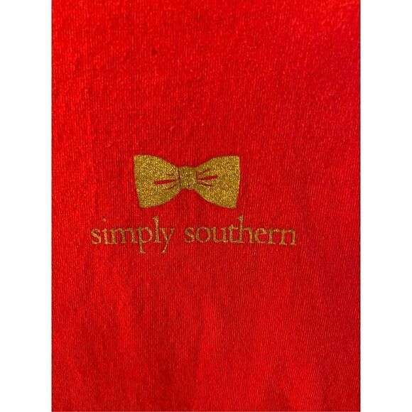 Simply Southern Red Christmas Long Sleeve TShirt Elf "Tis the Season" Youth larg - Picture 1 of 7